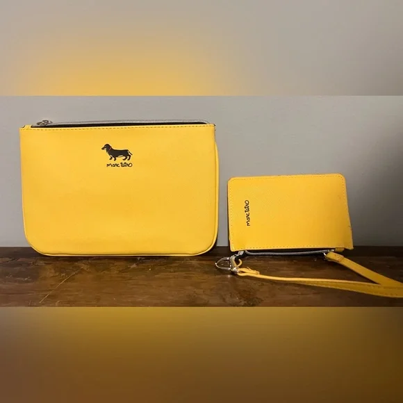 Yellow Dachshund Graphic Tote Bag with Wallet and Wristlet - Picture 5 of 11